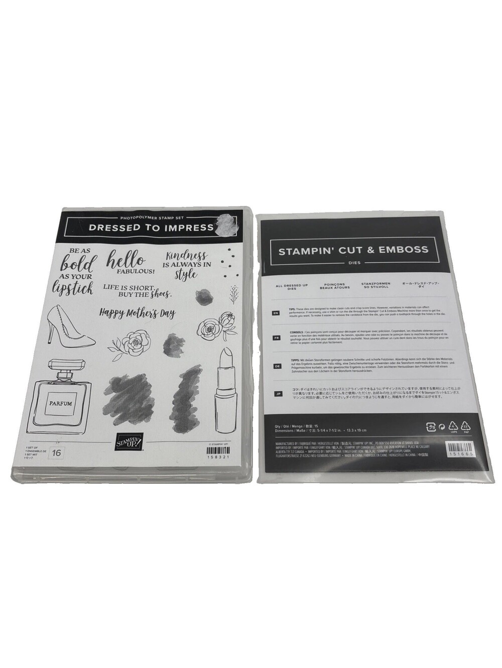 Stampin Up Dressed To Impress Stamp Set 151666 Cut & Emboss Dies Retired Fashion